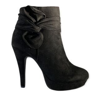 Black Faux Suede Size 7 Heeled Platform Ankle Boot  Women’s Shoes Top Moda